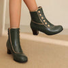 Women's Vintage Wood Grain Chunky Heeled Ankle Boots 20313121C