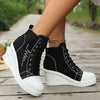 Women's Lace-Up Wedge Canvas Casual Shoes 65864246C