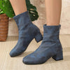 Women's Chunky Heel Ankle Boots with Back Zipper 25135162C