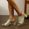 Women's Spliced Mesh Breathable Block Heel Slippers 39130277S