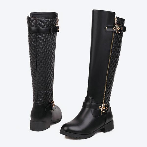 Women's Fashion Belt Buckle Knee High Boots 55630478S