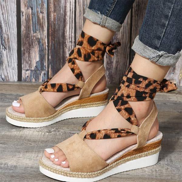 Women's Fish Mouth Thick Sole Wedge Casual Strap Sandals 44350890C
