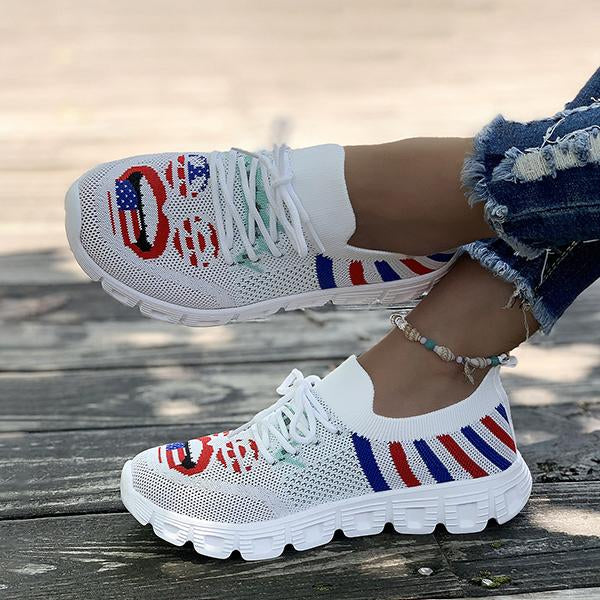 Women's Flat Lace-Up Knit Casual Sneakers 14149941S