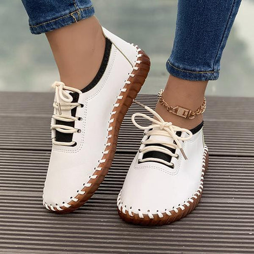 Women's Casual Round Toe Flat Lace Up Flats 23541639S