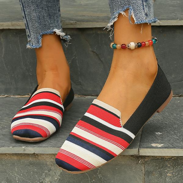 Women's Fashion Casual Colorful Striped Flat Shoes 48689675S