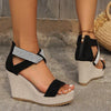 Women's Fashionable Rhinestone Zipper Wedge Sandals 53579457S