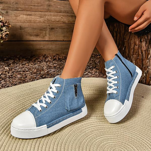 Women's High Top Casual Thick-Soled Canvas Shoes 70427623S