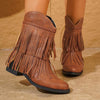 Women's Tassel Woven Retro Western Fashion Boots 46685118C