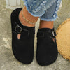 Women's Casual Buckle Flat Solid Color Beanie Shoes 74375024S