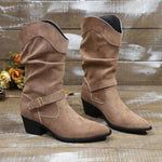 Women's Thick Heel Pile Boots Western Cowboy Boots 39820852C