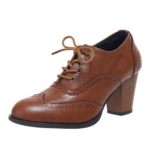 Women's Block Heel Lace-Up Fashion Shoes 05532375C