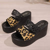 Women's Casual Simple Leopard Print Wedge Slippers 14948419C