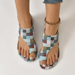 Women's Flat Casual Color Plaid Velcro Sandals 40704462S