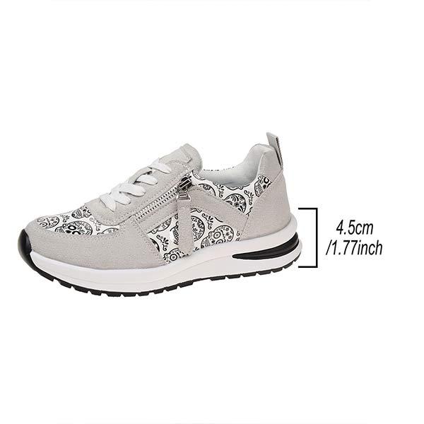 Women's Flat Round Toe Front Lace-Up Sneakers 17600120C