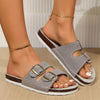 Women's Round-Toe Flat Sandals with Buckle Detail 71363729C