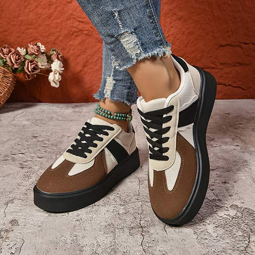 Women's Vintage Chunky Sole Color-Block German Trainer Shoes 27141365C