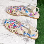 Women's Colorful Flower Roman Hollow Flat Sandals 10332538S
