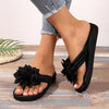 Women's Fashion Flower Black Flip Flops 23732202C