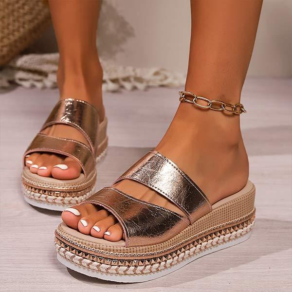 Women's Gold Studded Platform Sandals 49773854C