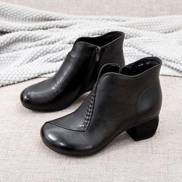 Women's Vintage Handmade Chunky Heel Ankle Boots 78787490C