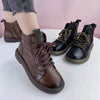 Women's Front Lace-Up Retro Ankle Boots with Side Zipper 54785192C