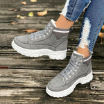 Women's Casual Lace-Up Thick Soled Cotton Shoes 48306759S