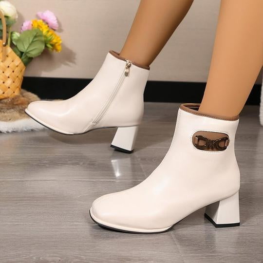 Women's Fashion Square Toe Chunky Heel Ankle Boots 68733105S