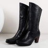 Women's Wood Grain Thick Heel High Heel Knight Boots 86378382C