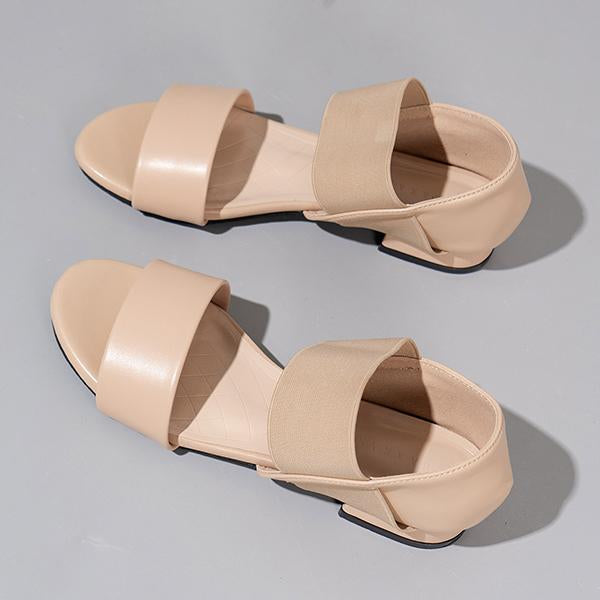 Women's Simple Elastic Strap Retro Thick Heel Sandals 58504747S