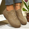 Women's Flat-Soled Lace-Up Suede Casual Sneakers 23828585S