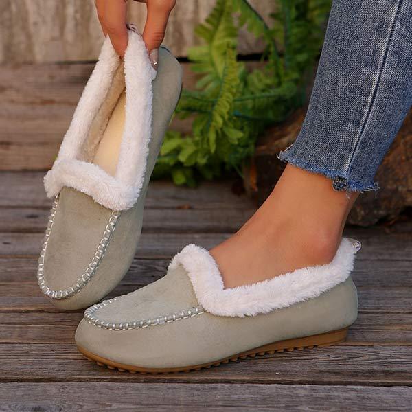 Women's Flat Fleece-Cuffed Cotton Shoes 82686035C