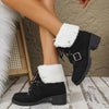 Women's Casual Plush Lace-Up Block Heel Snow Boots 94761948S