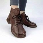 Women's Round-Toe Vintage Platform Ankle Boots 06680228C