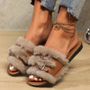 Women's Flat Belted Fur-Lined Slippers 96239205C