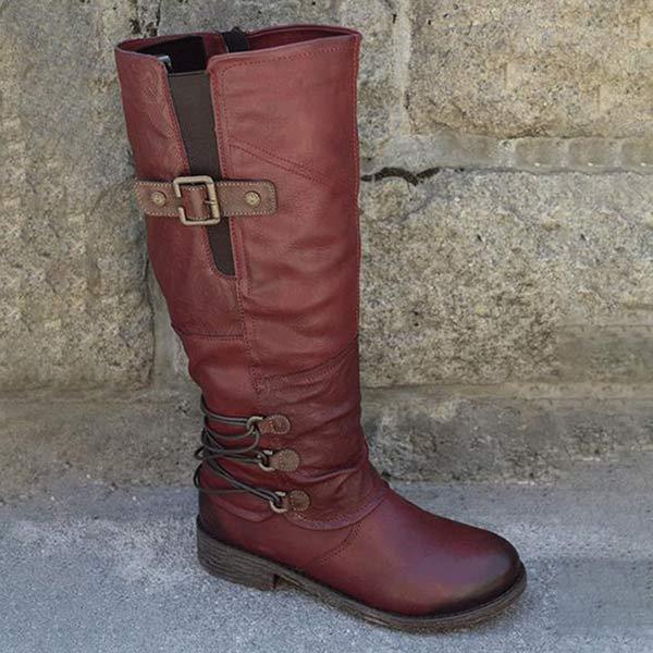 Women's Round-Toe Vintage Riding Boots 92634688C