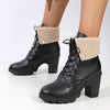 Women's Casual Lace Lapel Chunk Heel Ankle Boots 13558012S