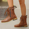 Women's Chunky Heel Lace-Up Side Zipper Martin Boots 06698581C