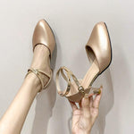 Women's Elegant Cross Ankle Strap Low Heel Pumps 42436852S