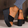 Women's Peep Toe Fish Mouth Sandals with Platform Wedge Heel 28014790C