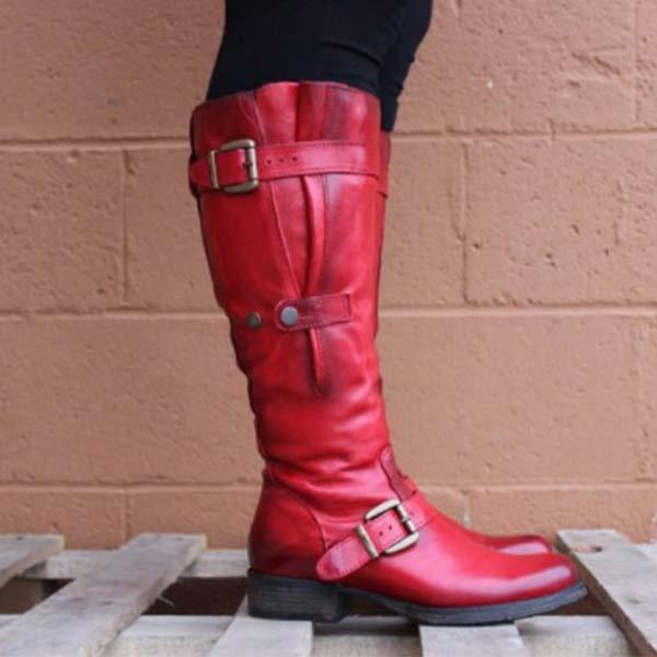 Women's Vintage Round Toe High Shaft Boots 16761222C