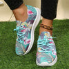 Women's Flat Lace-Up Flying Woven Breathable Printing Graffiti Casual Sneakers 43665814C