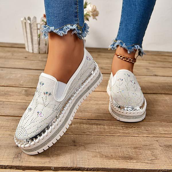 Women's Rhinestone Platform Platform Loafers 52716236C