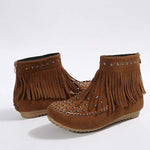 Women's Studded Flat Tassel Ankle Boots 31973226C