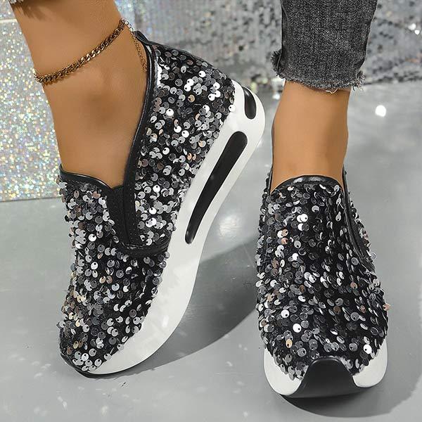 Women's Lace Sequin Slip-On Casual Sneakers 36451789C