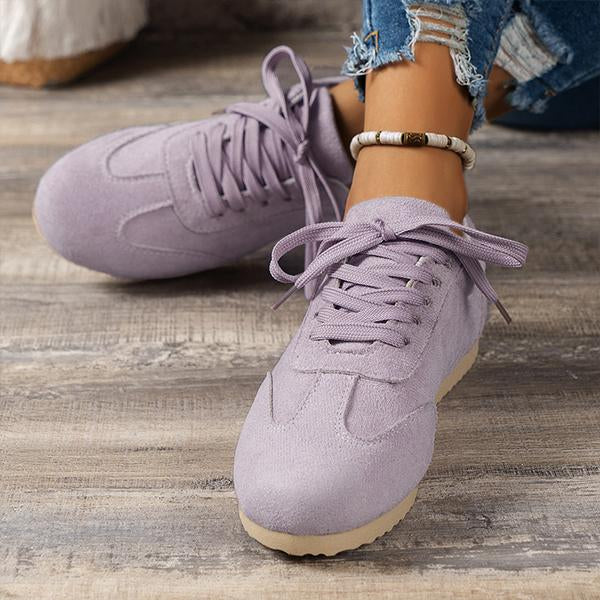 Women's Casual Suede Flat Lace Up Running Shoes 09468307S