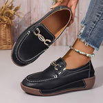 Women's Flat Slip-On Shoes with Metal Buckle 10931116C
