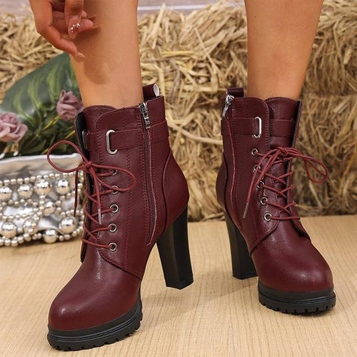 Women's Casual Buckle High Heel Ankle Boots 98088579S