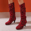 Women's Sexy Leopard Print Pointed Toe High Heel Knee-High Boots 80751028C