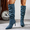 Women's Denim Stiletto High Heel Knee-High Boots 96155304C