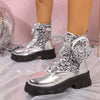 Women's Round-Toe Sequin Decor Thick-Soled Ankle Boots 16176488C